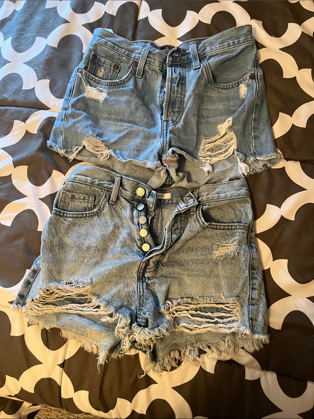 PacSun Light Blue Distressed High-Rise Denim Shorts